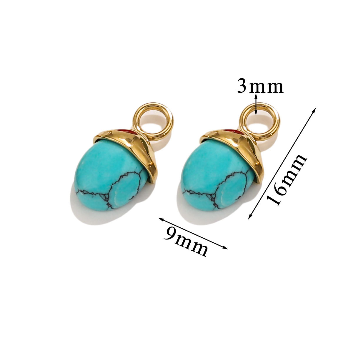 1 Piece Elegant Retro Style Oval Shape Stainless Steel  Gold Color Inlay Natural Stone Women's Pendant h5 